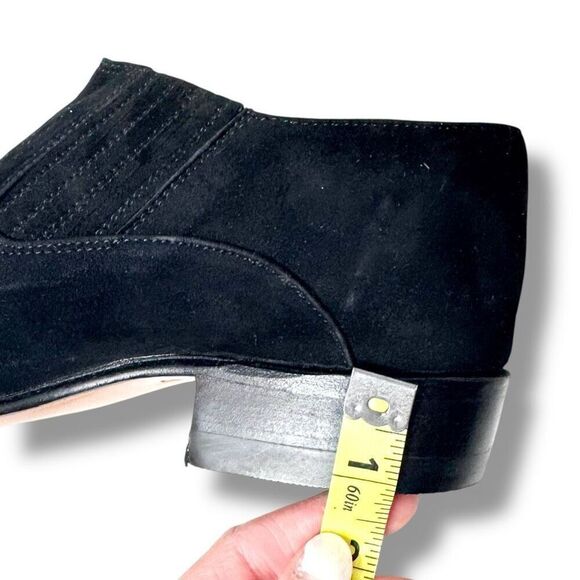 Chamula Western Ankle Booties Black Suede Leather Ante Negro US Size 8.5 - Picture 8 of 8